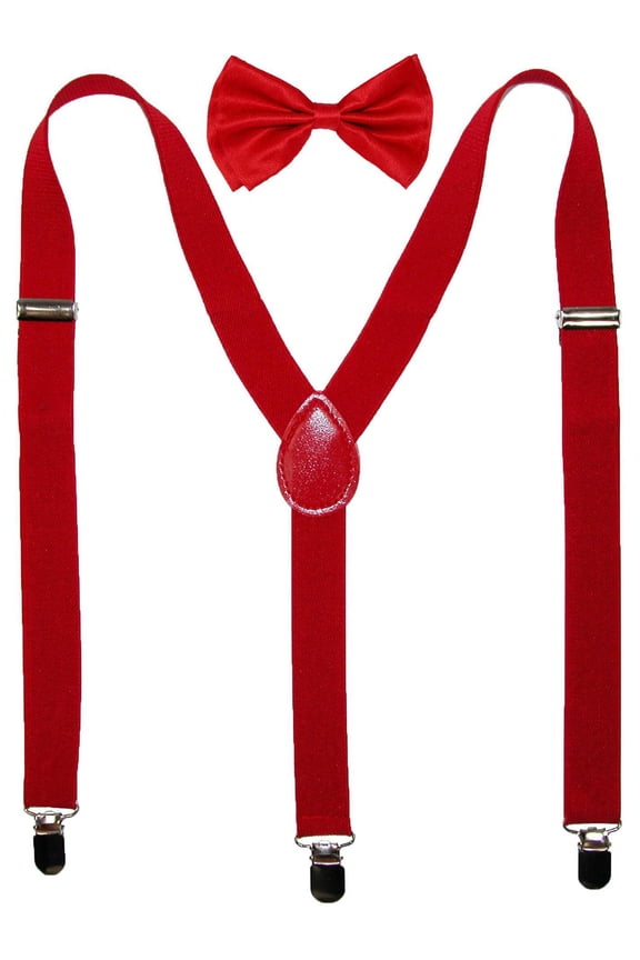 Solid Bow Tie with Suspender Set (Men)