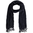 thumbnail image 1 of CTM  Solid Color Crinkle Tassel Scarf (Women), 1 of 4