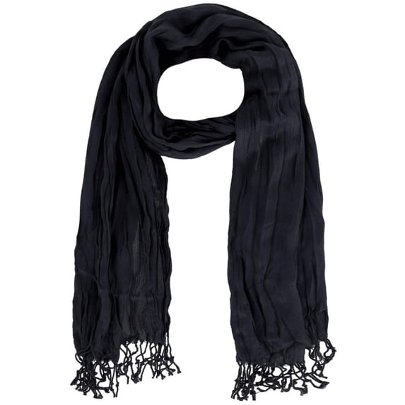 CTM Solid Color Crinkle Tassel Scarf (Women)