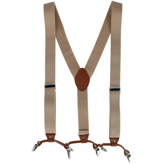 CTM  Solid Color Elastic Y-Back Double Clip-End Suspender (Men)
