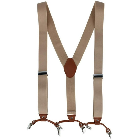 CTM Solid Color Elastic Y-Back Double Clip-End Suspender (Men)