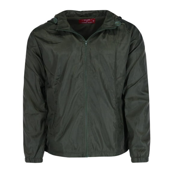 CTM  Solid Color Water Resistant Hooded Zip Up Winderbreaker Jacket (Men)