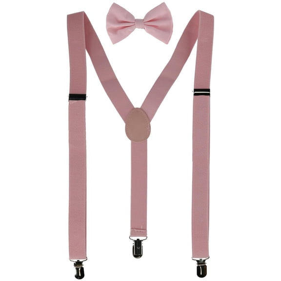CTM  Solid Fashion Color Bow Tie and Suspender Set (Men)
