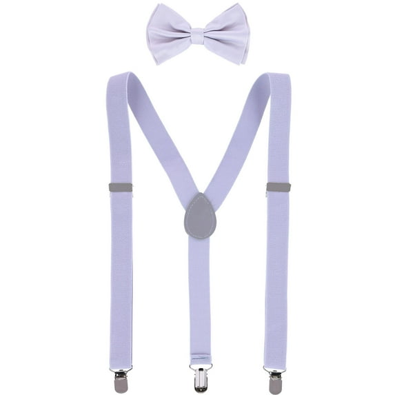 CTM Solid Fashion Color Bow Tie and Suspender Set (Men)