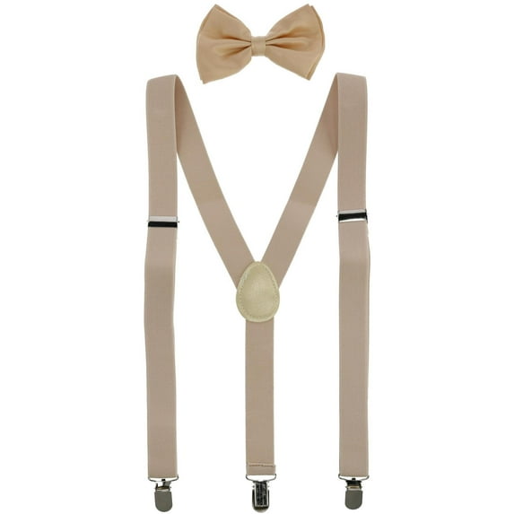 CTM Solid Fashion Color Bow Tie and Suspender Set (Men)