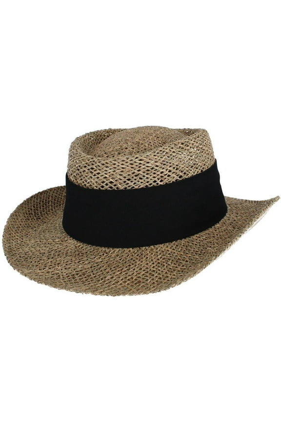 Unisex Straw Gambler Hat with Hatband