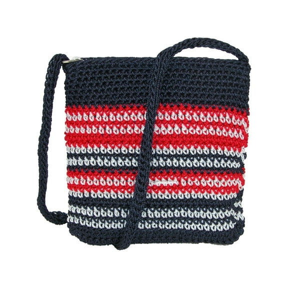 CTM  Striped Crochet Crossbody Handbag (Women)