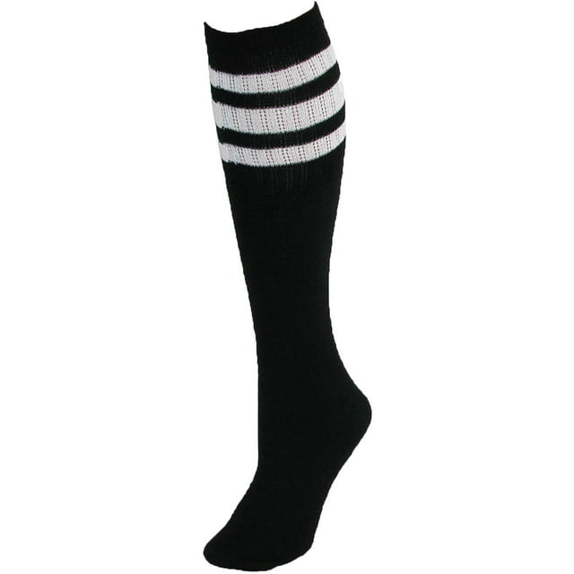 CTM Striped Top Ribbed Tube Socks (4 Pair Pack)