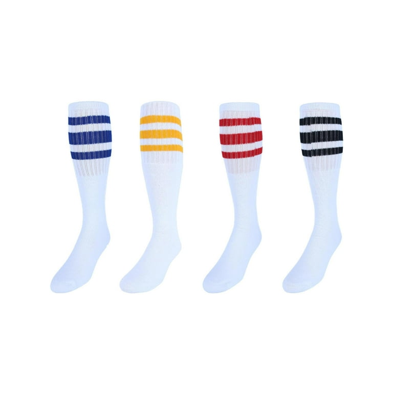 CTM Striped Tube Socks 4 Pairs Men Big Tall