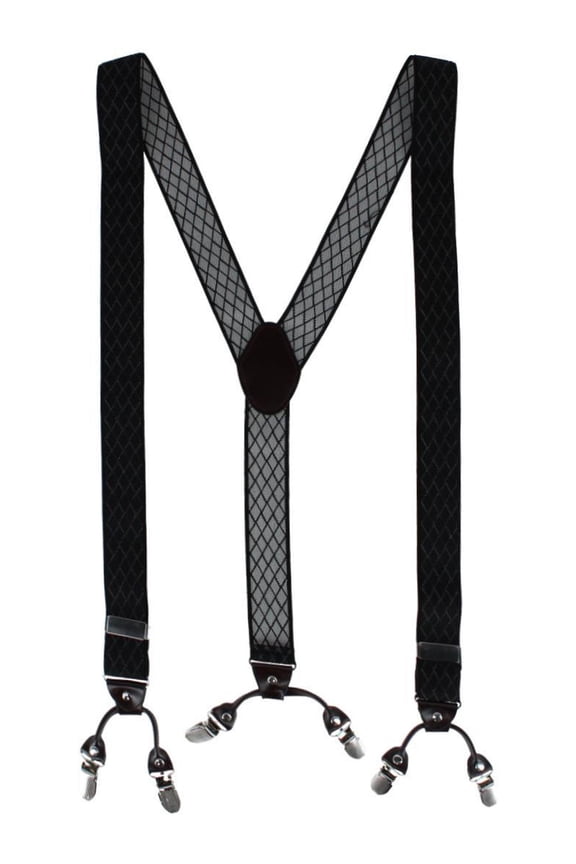 Subtle Diamond pattern Y-Back Double Clip-End Suspender (Men)