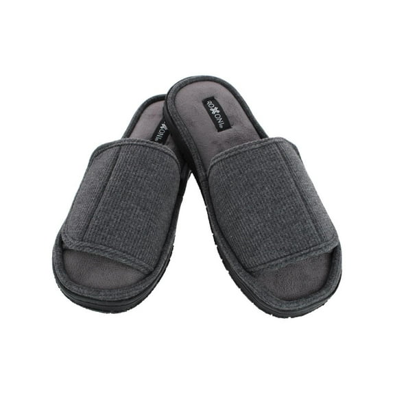CTM  Supportive Open Toe Hook and Loop Slide Slippers (Men)