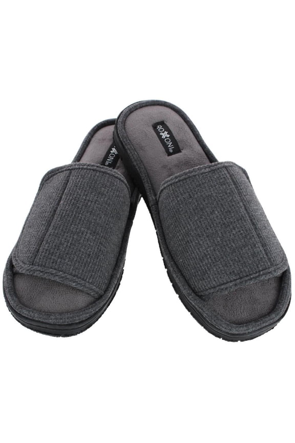 Supportive Open Toe Hook and Loop Slide Slippers (Men)