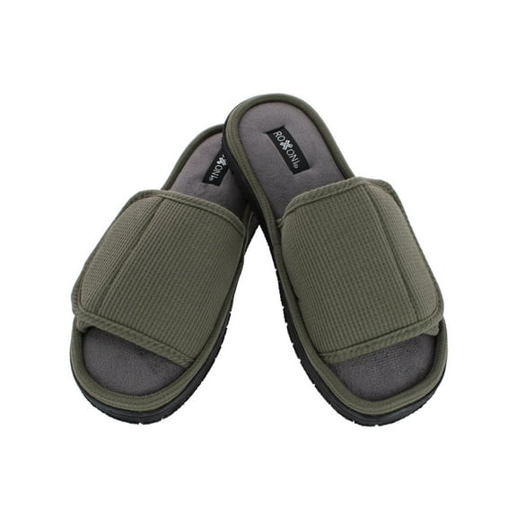 CTM  Supportive Open Toe Hook and Loop Slide Slippers (Men)