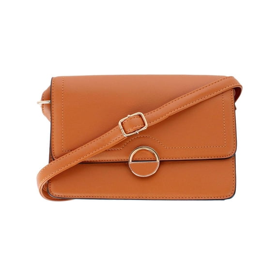 CTM Synthetic Leather Adjustable Crossbody with Flap Closure (Women)