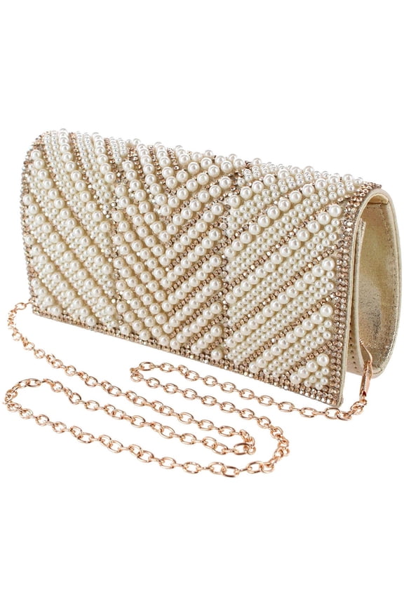 Synthetic Rhinestone and Pearl Evening Clutch Handbag (Women)