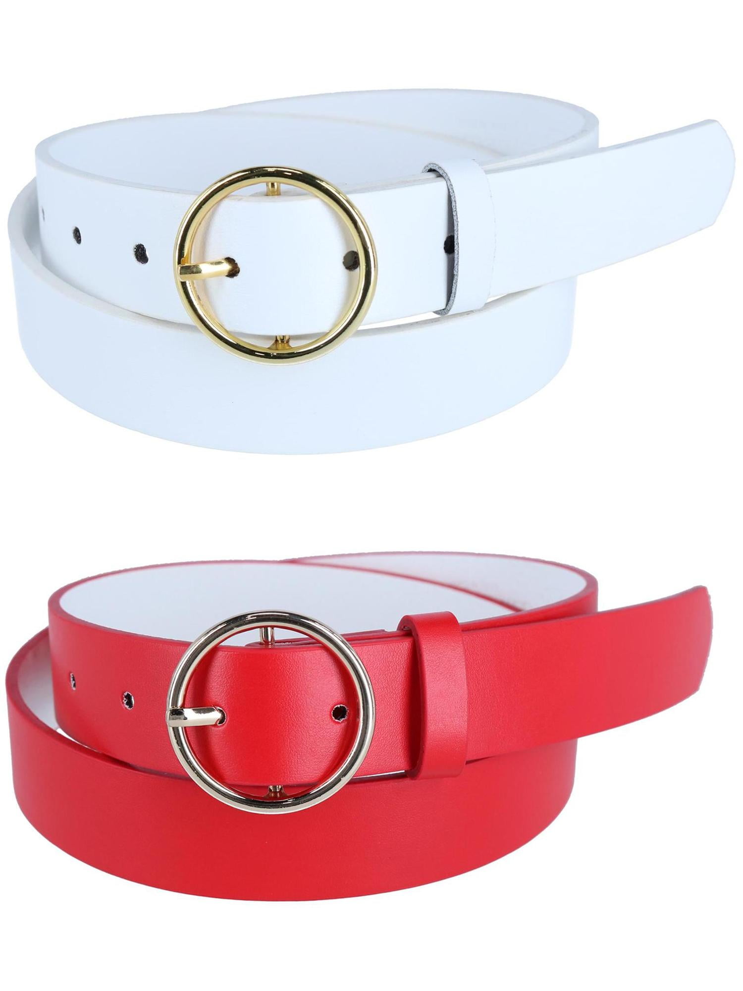 9998 Women\'s Thick Rounded Buckle Belt, Medium CTM Thick Rounded Buckle Belt (Pack of 2) (Women) - Walmart.com main image 3