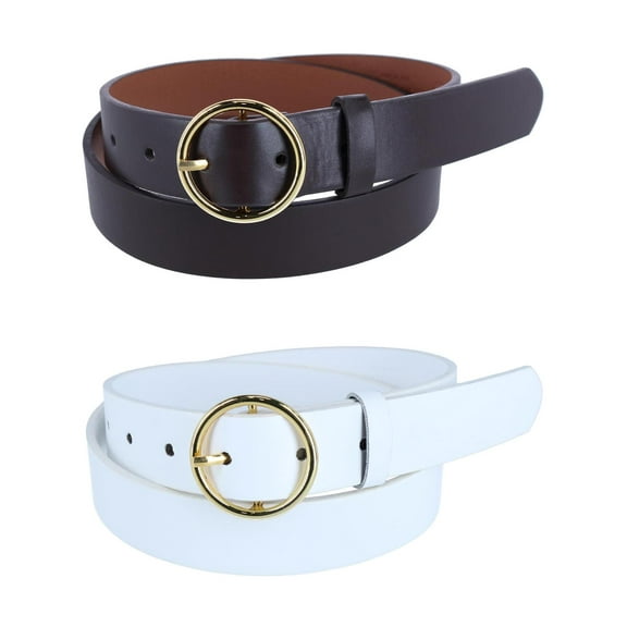 CTM  Thick Rounded Buckle Belt (Pack of 2) (Women)