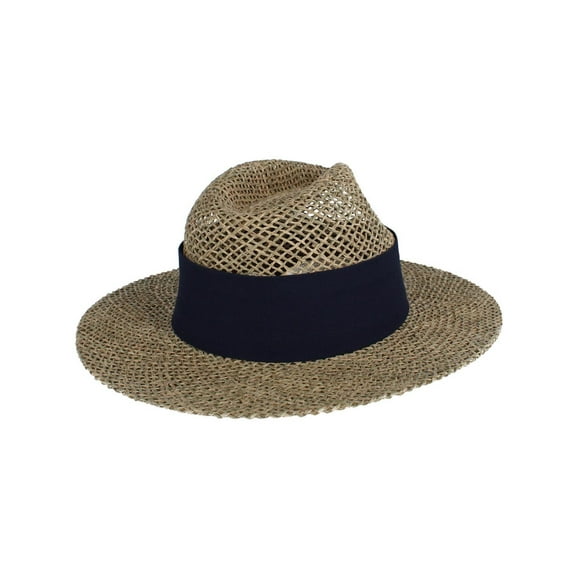 CTM Unisex Twisted Straw Fedora with Shapeable Brim and Hatband