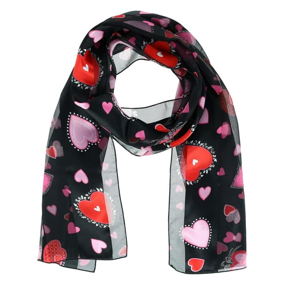 CTM Valentine's Day Heart Print Holiday Lightweight Scarf (Women)