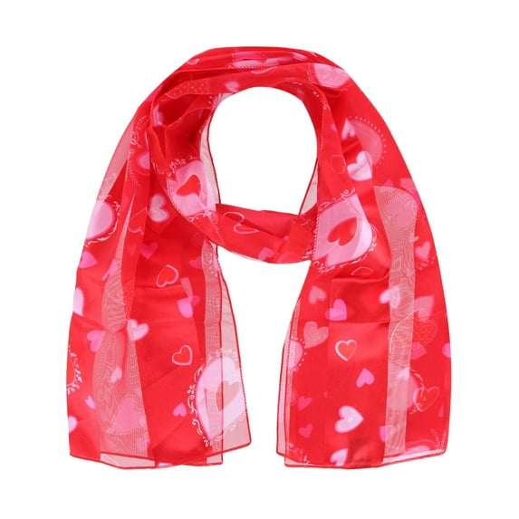 CTM Valentine's Day Heart Print Holiday Lightweight Scarf (Women)