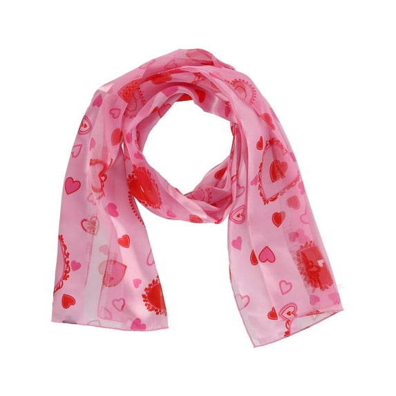 CTM Valentine's Day Heart Print Holiday Lightweight Scarf (Women)
