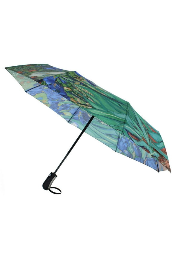 Van Gogh Irises Auto Open Compact Umbrella (Women)