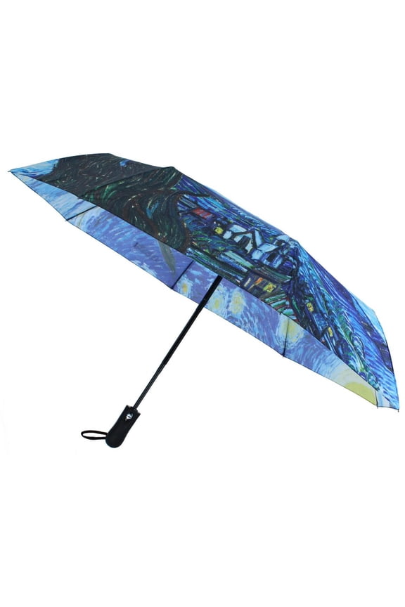 Van Gogh Starry Night Auto Open Compact Umbrella (Women)