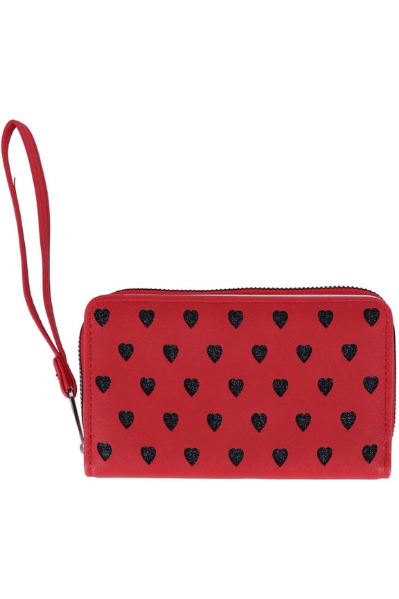 Vegan Leather Heart Bi-Fold Wristlet Wallet (Women)