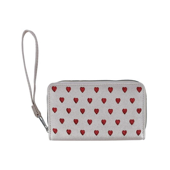 CTM Vegan Leather Heart Bi-Fold Wristlet Wallet (Women)
