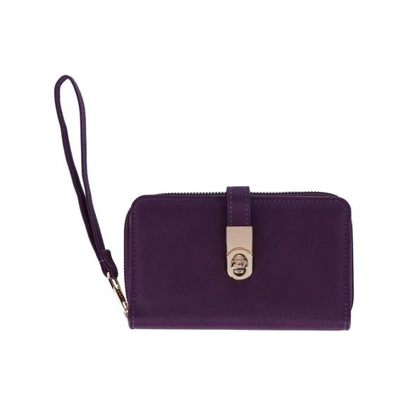 CTM  Vegan Leather Twist Lock Flap Wallet Wristlet (Women)