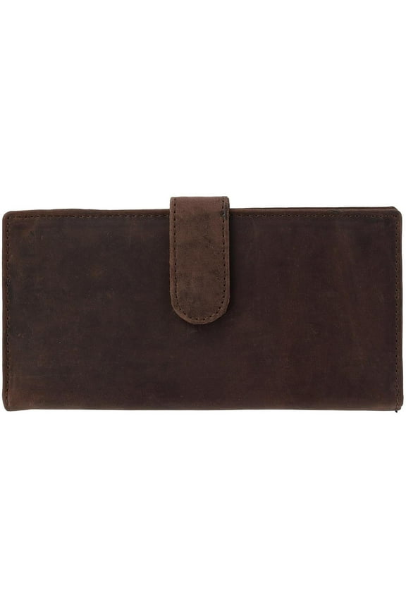Vintage Leather RFID Checkbook Cover Wallet with Snap Closure