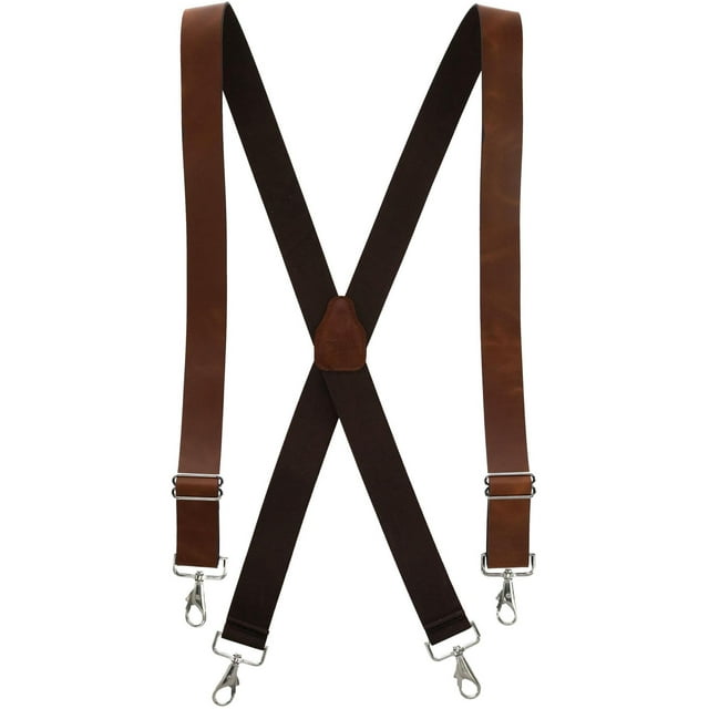 CTM  Wide Leather Suspenders with Swivel Hook Ends (Men Big & Tall)