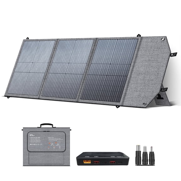 CTOLITY 100W PET Foldable Solar Panel, High Efficiency Monocrystalline Portable Solar Panel, IP65 Waterproof Solar Charger Panel for RV Camping Power Station