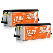 CTOLITY 12.8V 200Ah 2560Wh LiFePO4 Battery for Solar System, Rvs, Marine, Vans, Trailer,Trolling Motor, Backup,CT200-12 2Pack