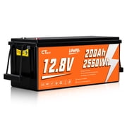 CTOLITY 12.8V 200Ah 2560Wh LiFePO4 Battery for Solar System, Rvs, Marine, Vans, Trailer,Trolling Motor, Backup,CT200-12