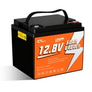 CTOLITY 12.8V 50Ah 640Wh LiFePO4 Battery for Solar System, Rvs, Marine, Vans, Trailer,Trolling Motor, Backup, CT050-12