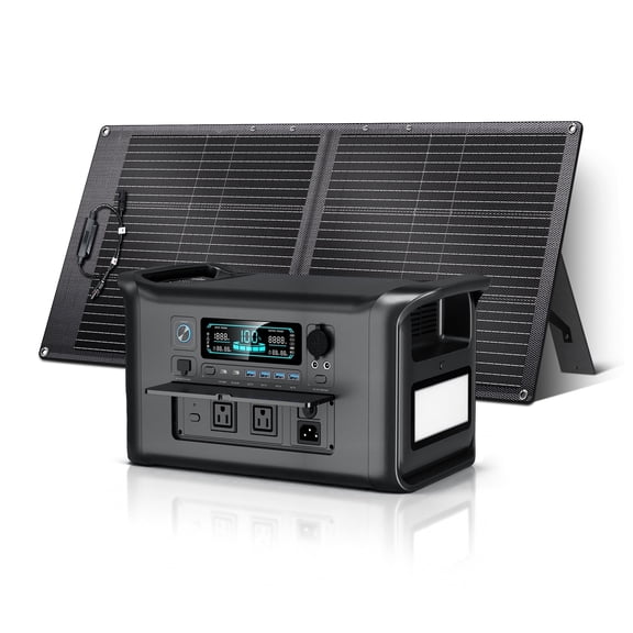 CTOLITY 1600W Portable Power Station with 100W Foldable Solar Panel 1024Wh LiFePO4 Battery Solar Generator for Camping & Home Backup RV Outages