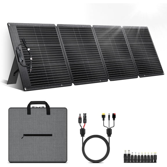 CTOLITY 200W Portable Solar Panel for Power Station Generator,EFTE 23.7% High Efficiency Foldable Solar Panel Charger IP65 Waterproof with Adjustable Kickstand for Camping RV Outdoor Off-Grid