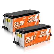 CTOLITY 25.6V 100Ah 2560Wh LiFePO4 Battery for Solar System, Rvs, Marine, Vans, Trailer,Trolling Motor, Backup, CT100-25 2Pack