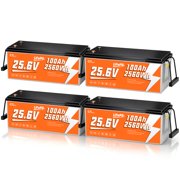 CTOLITY 25.6V 100Ah 2560Wh LiFePO4 Battery for Solar System, Rvs, Marine, Vans, Trailer,Trolling Motor, Backup, CT100-25 4Pack