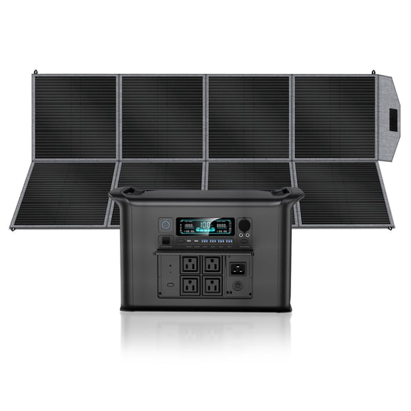 CTOLITY 4800W Portable Power Station with 2400W Foldable Solar Panel 2048Wh LiFePO4 Battery 640000mAh Solar Generator for Camping & Home Backup RV Outages