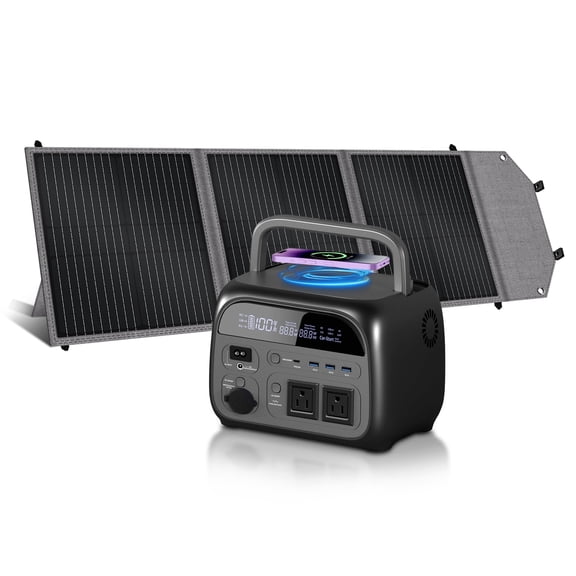 CTOLITY Portable Power Station with 100W Solar Panel, 345Wh LiFePO4 Battery,Solar Generator with 500W AC Output for Camping Home Backup RV Outages