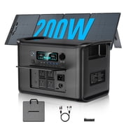 CTOLITY Solar Generator Kit with Panels Included, 2400W Portable Power Station, 200W Solar Panel, 2048Wh LiFePO4 Backup for Camping Home RV Outages