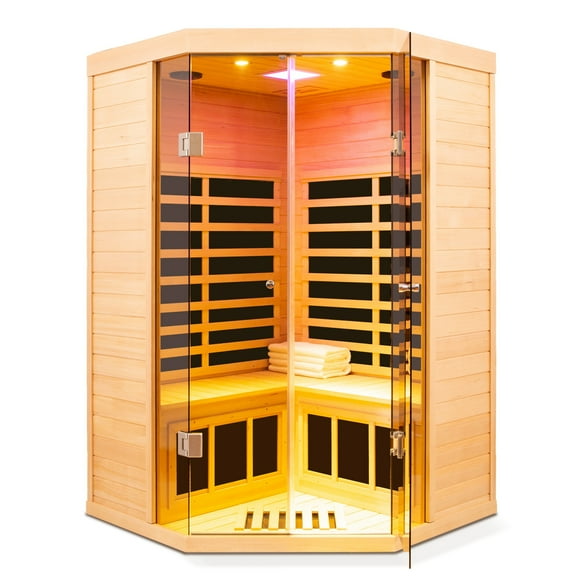 CTOSPOATO 2-3 Person Ultra Low EMF Far Infrared Sauna - 1520W Hemlock Wood, Bluetooth, Chromotherapy Lights, APP Control