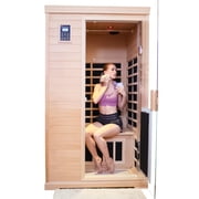 CTOSPOATO 2-Person Far Infrared Dry Sauna - Hemlock Wood Indoor Home Sauna with Low EMF, Colored Lights & 1750W Heater,Natural