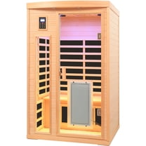 CTOSPOATO Ultra Low EMF 2 Person Infrared Sauna,Far Infrared Saunas for Home,Canadian Hemlock Wood Sauna Indoor Sauna with Chromotherapy Light,Bluetooth Speaker, Door Heating Plate