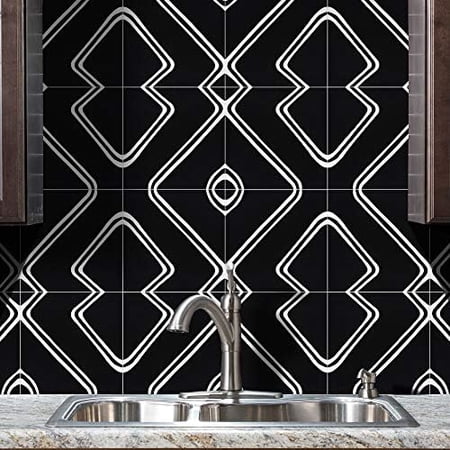 CTP68-02 Chawen Handmade Cement Tile in Black and White$$Tools & Hardware Other