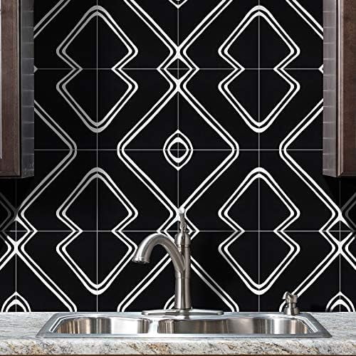 CTP68-02 Chawen Handmade Cement Tile in Black and White$$Tools & Hardware Other