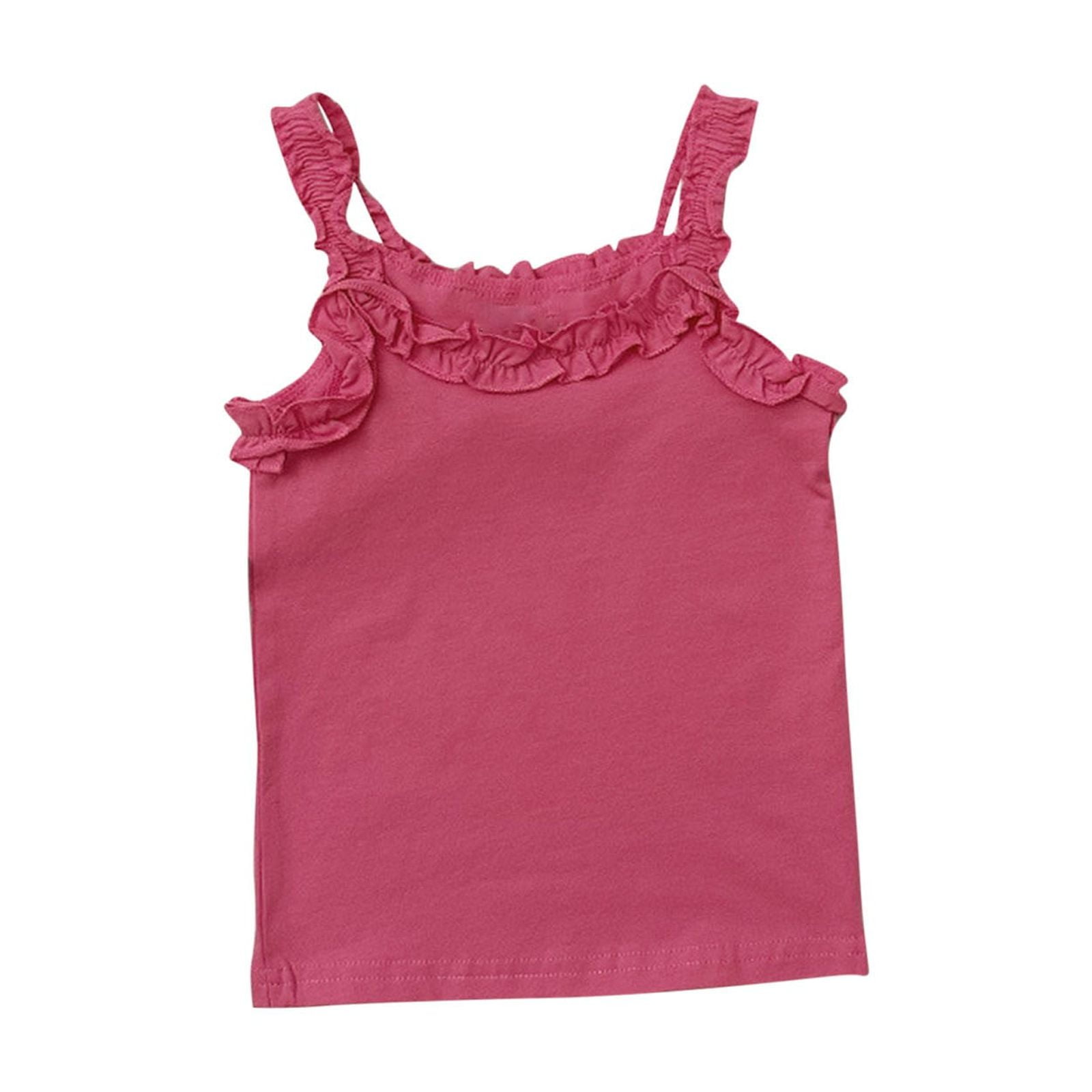 CTPDG Girls' Ruffled Tank Top Solid Color Cotton Camisole with Lace