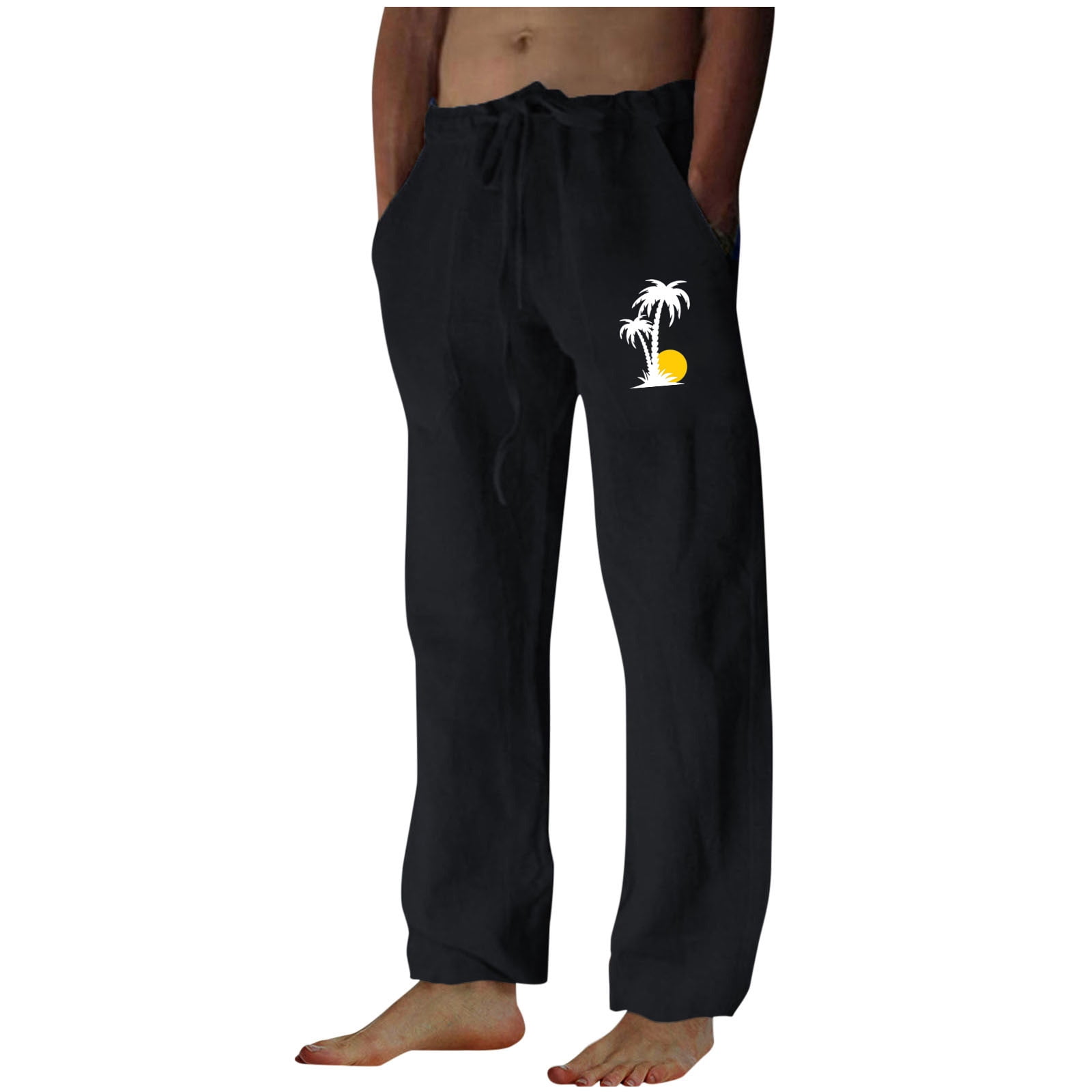 CTPDG Loose Fit Print Casual Pant for Mens Yoga Sports Trousers Light